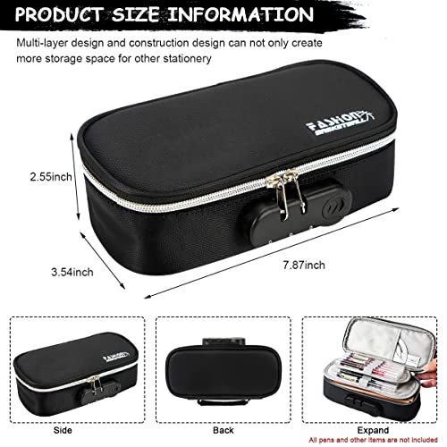 HASTHIP® Canvas Large Capacity Pencil Case with Combination Lock 4 Layer Compartments Big Pouch for Boys Girls Waterproof Box Pen Insert School Black 3PCS HASTHIP® Canvas Large Capacity Pencil Case with Combination Lock 4 Layer Compartments Big Pouch for Boys Girls Waterproof Box Pen Insert School Black 3PCS